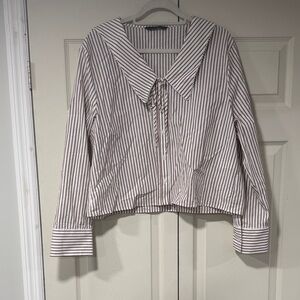 Zara striped collar button down